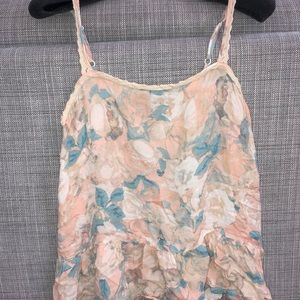 Forever 21- Light Pink & Blue Floral Tank Top